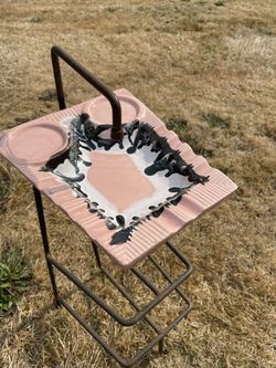 Antique Ashtray Wrought Iron Stand