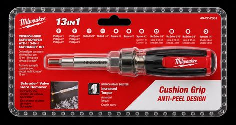 Milwaukee 13-in-1 Multi-Bit Screwdriver with Schrader Valve Tool – New