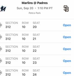 Marlins vs Padres MLB Tickets – 5 Seats