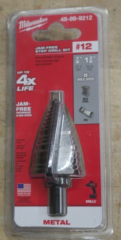 milwaukee 48-89-9212 sealed jam free step drill bit #12