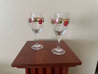 2 Vintage Franciscan Apple Glass or Wine Goblets hand-painted