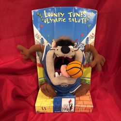 VTG 1996 Atlanta Olympics Salute Looney Tunes TAZ  Plush Figure Warner Brothers
