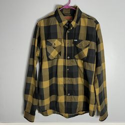 Dixxon The Journey Long Sleeve Button Down Flannel Shirt Mens Large Tall Yellow