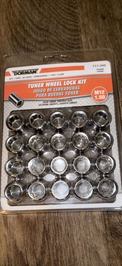 M12 1.50 Dorman Tuner Wheel Lock Kit 20 Lug With Key - anti-theft locking lugs. Honda Mazda aftermarket LOW PROFILE