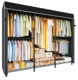 Queen bed with 2 night stands and a closet organizer
