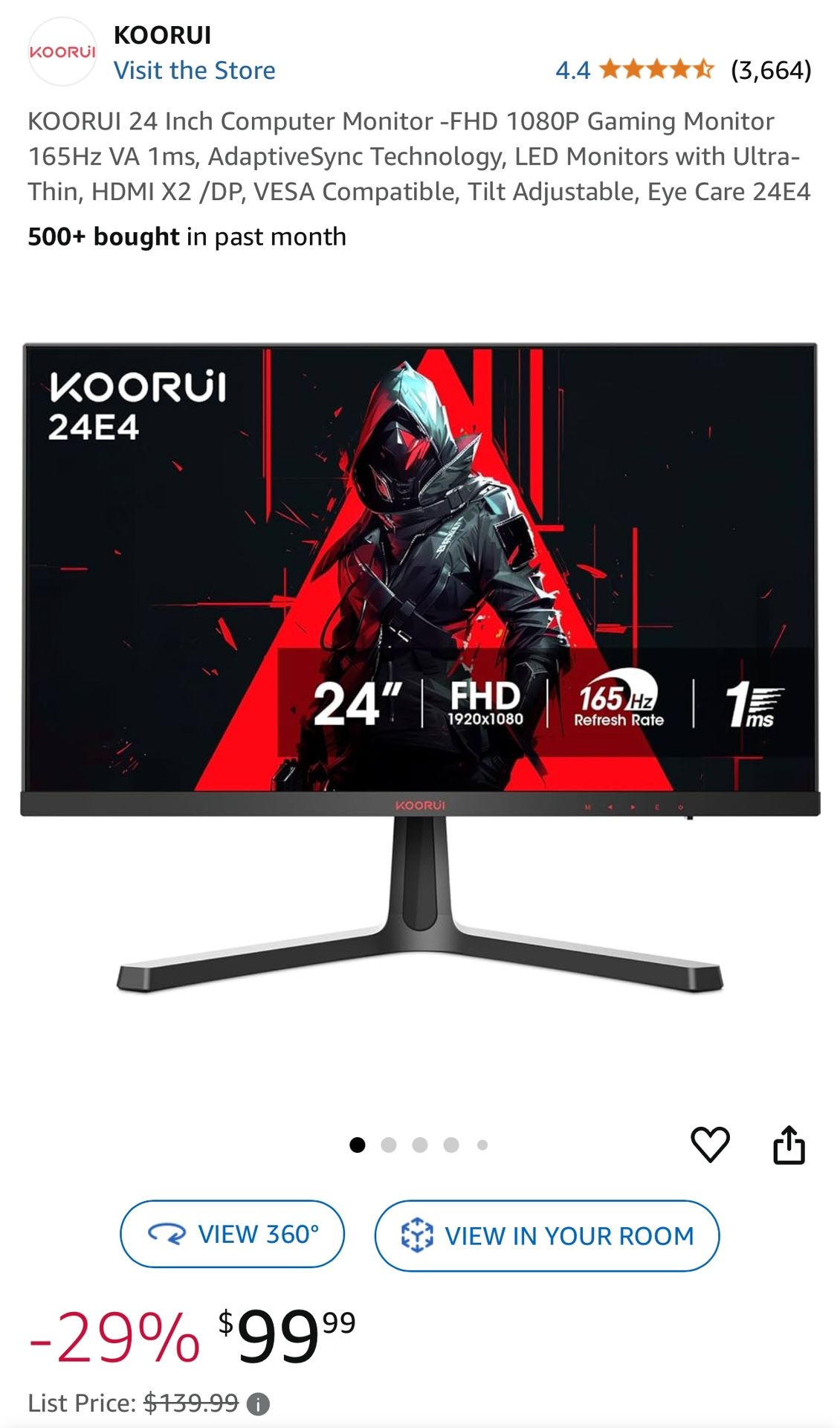 24 inch Gaming/ computer Monitor New In Box KOORUI