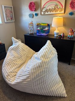 Large beige beanbag bed