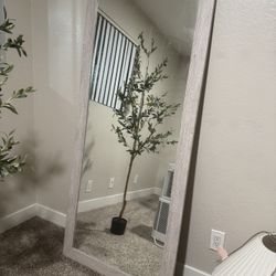 Tall Gray Wooden Mirror 