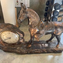 Vintage Western Horse Mantle Clock