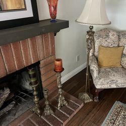 Brass Candelabra And Light, Candle Holders, Etc.