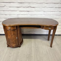Kidney Bean Shaped Rounded Wood Desk