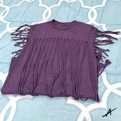 Custom Purple Fringe Tank Top Tribal Style Festival Hippie Boho (S-XXL)