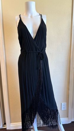 Nasty Gal Black Fringe Mini Dress Women’s XS New With Tags