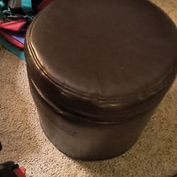 Small Round Faux Leather Ottoman