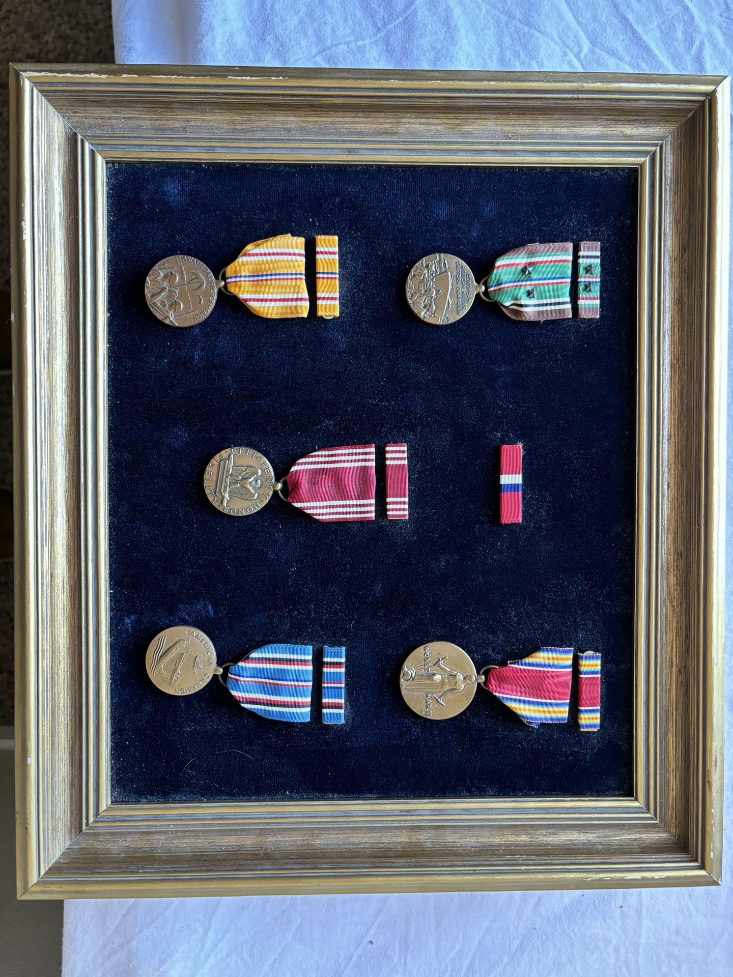 12 1/2 x 14 1/2 Framed WW2 Issued Medals