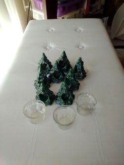 Christmas tree napkin holders lot of 8 & 3