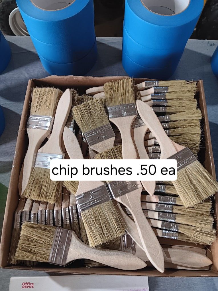 Arts And Crafts Chip Brushes And Masking Tape