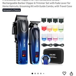 Professional Hair Clippers for Men Cordless & Corded - Rechargeable Barber Clipper & Trimmer Set with Fade Lever for Home Haircuts, Grooming Kit with 