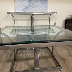 Glass And Metal Coffee And Console Table