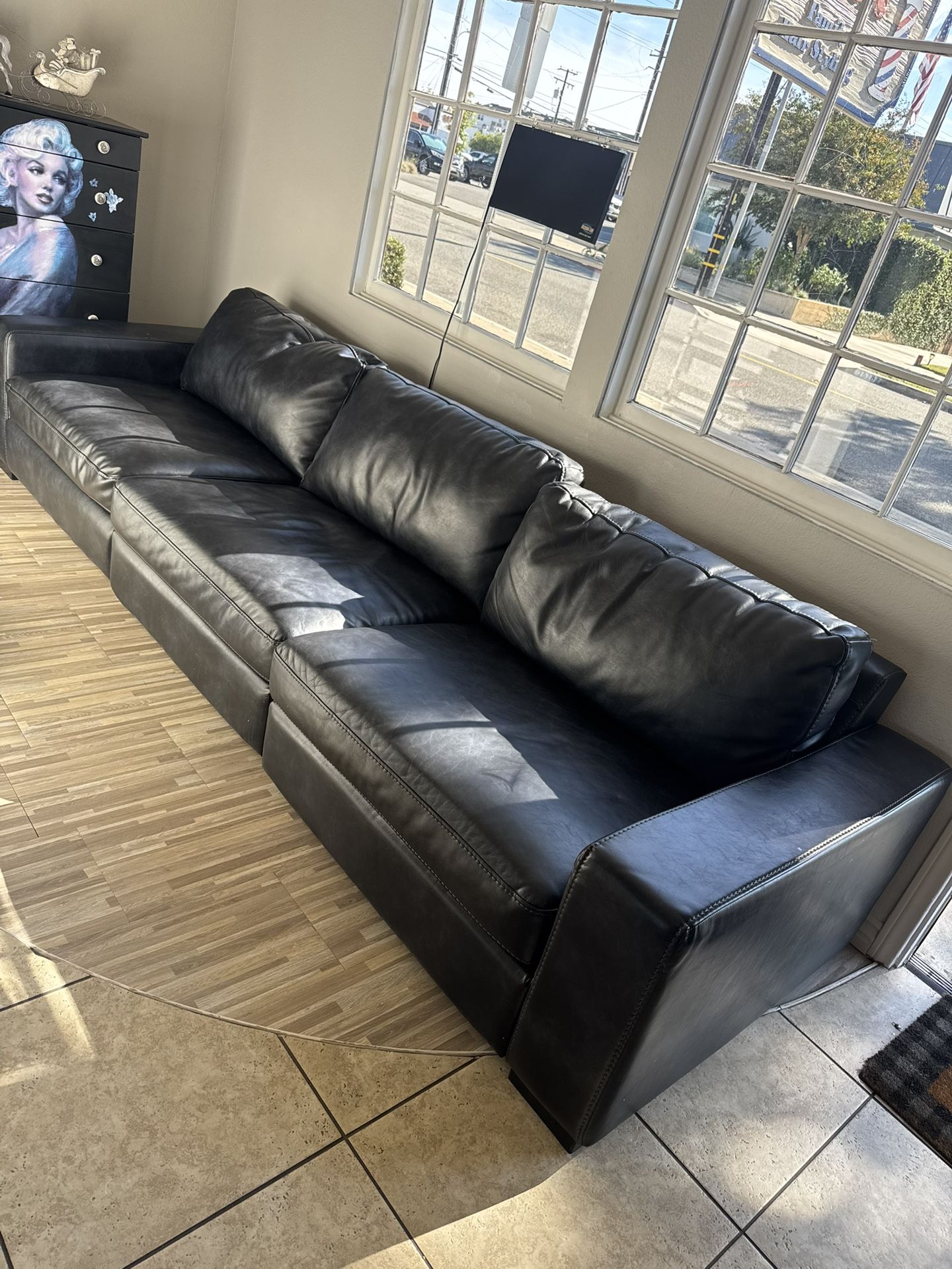 Black leather couch - Used $190