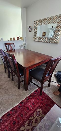 Wood Dining Table with 4 Chairs
