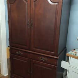 CHERRY SECRETARY/COMPUTER CABINET 