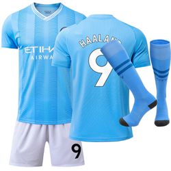 Manchester City Haaland No.9 Fan Soccer Jersey Set with Socks Youth Sizes (7-13 years)