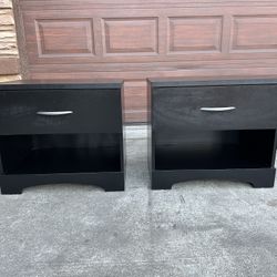 Black 1-drawer nightstand (set of 2)