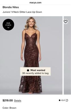 Macys Brown chocolate color Beautiful Dress
