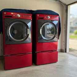 2010 Kenmore Elite Front-Load Washer Dryer Set – Fair Condition, Red/Black - Gainesville, VA