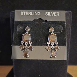 Genuine Smokey Quartz Earrings 