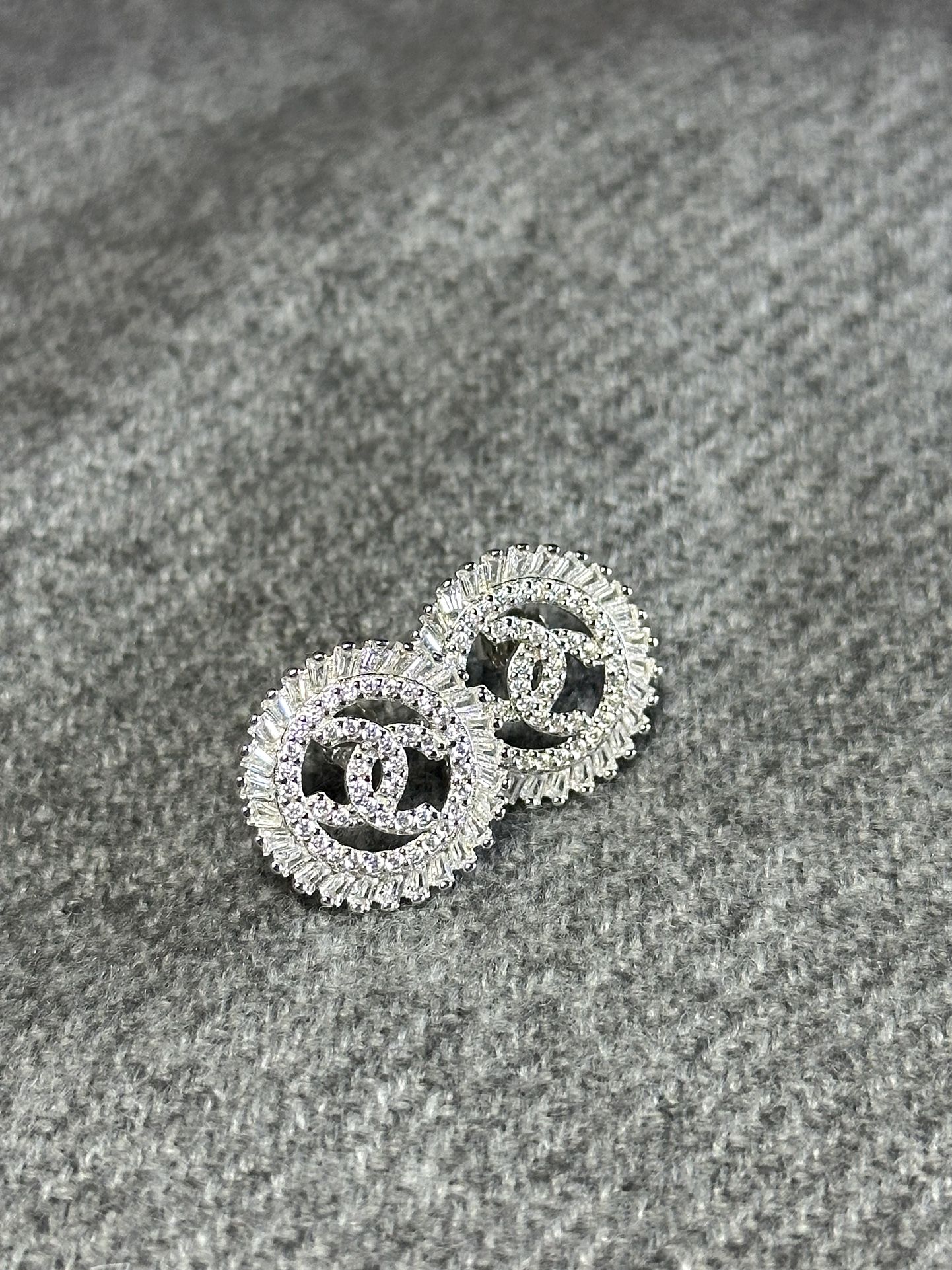 Luxury Earrings CC 925 Sterling Silver Designer Round Trendy Classy Elegant Party Event Prom