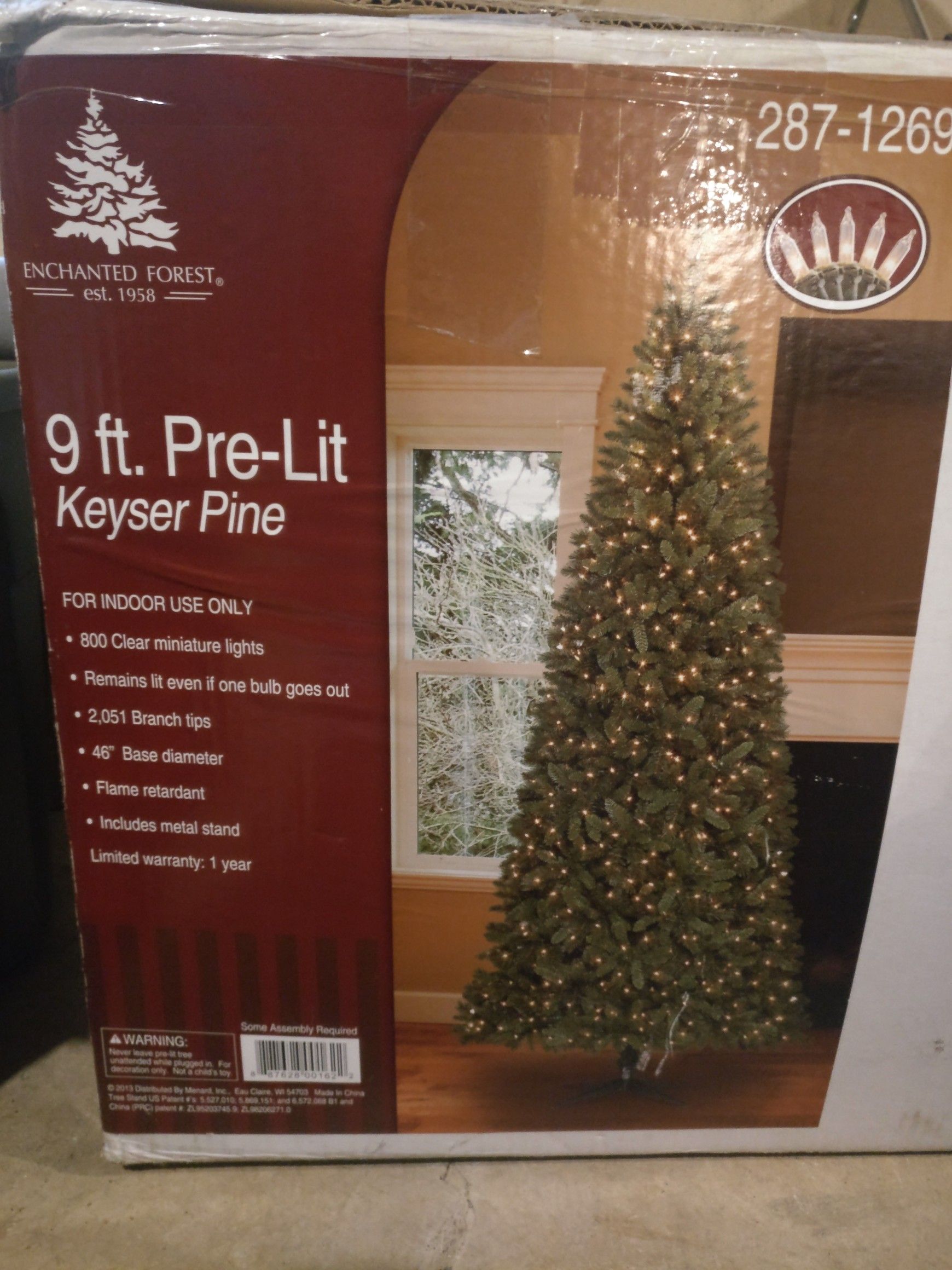 Enchanted Forest® 9' Prelit Keyser Pine Artificial Christmas Tree
