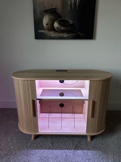 Brand New Record Player Stand / Vinyl Storage Cabinet w/ Bluetooth LED Lights