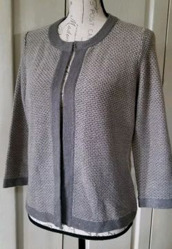 Merona Women Grey 3/4 SLEEVE Cardigan Wool blend