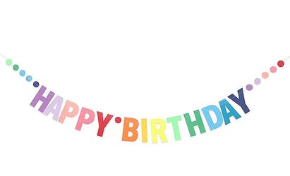 Happy Birthday Banner, Personalized Colorful Gradient Letters Banner, Rainbow Birthday Party Circle Dots Hanging Decorations for Kids Baby Adults Birt