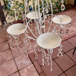 New 4 pillar white victorian/French chandelier votive candle holder 18”t x 14”w pillar is 4”