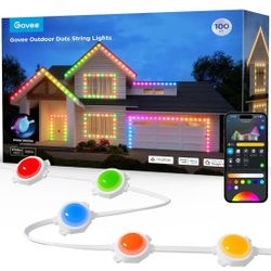 Govee Outdoor Dots String Lights, Connected 2 Ropes of 50ft(100ft), 90 Smart RGBIC LED Lights, 65 Scene Modes, IP65 Waterproof, Work with Alexa, Googl