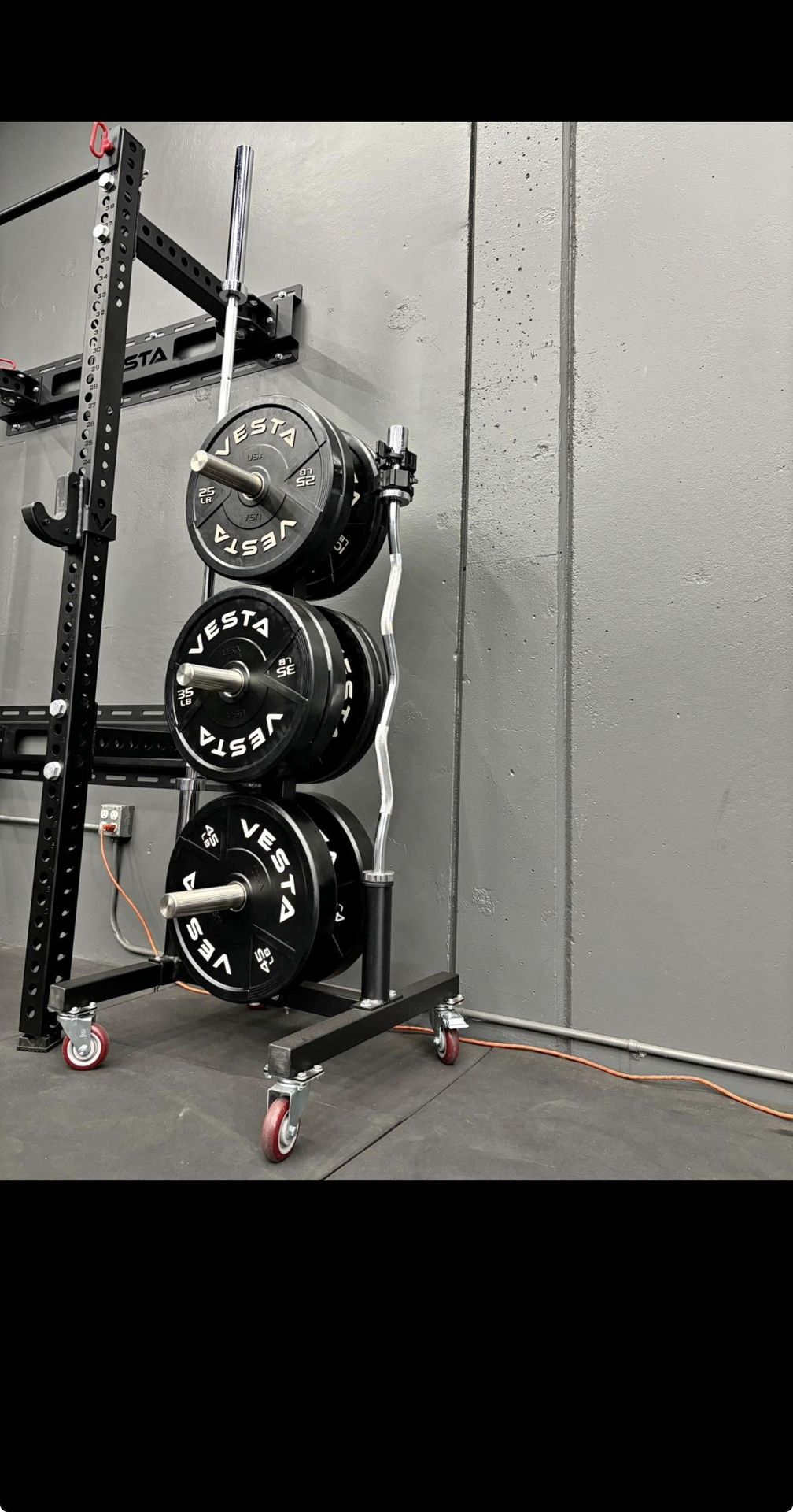 BUNDLE: Weight Tree / Bumper Plate Set 260 Ib / EZ Curl Bar / Advanced Olympic Barbell / Collars