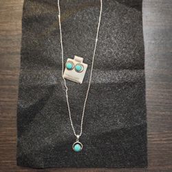 Silver Earrings With Turquesa Chain 925