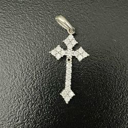 925 Silver diamond stud Cross Pendant