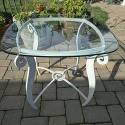 Glass Top White Vintage Table