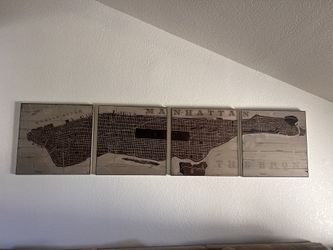 Large 4 Piece “New York” Painting On Wood (world Market)