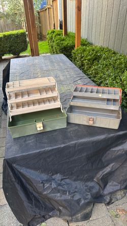 Vintage Metal Tackle Boxes Set of 2