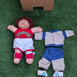 Vintage Cabbage Patch Kid George Rufus 1980s COMPLETE w/ Box, Birth Certificate, 2 Outfits