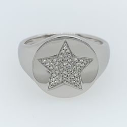 CLOSEOUT SALE! 14k white gold and and diamond star ring!