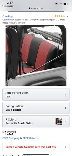 Coverking Custom Fit Seat Cover for Jeep Wrangler TJ 2-Door - (Neoprene, Black/Red)