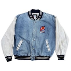 Vintage 90s Phoenix Suns Starter Via Sport Denim Jacket Size XL