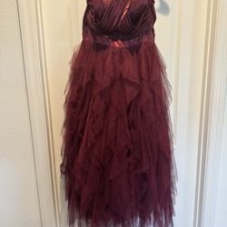 Burgundy Satin and Tulle Gown  NWT