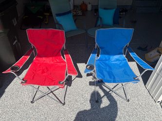 Folding Camp Chairs with Cup Holders – Set of 2